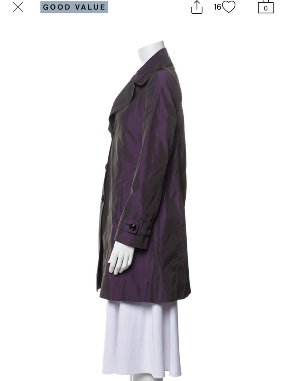 Burberry Purple Trench Coat with Plaid Lining - Picture 2 of 10